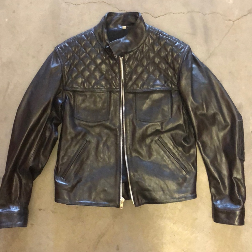 Quilted Men Leather Jacket